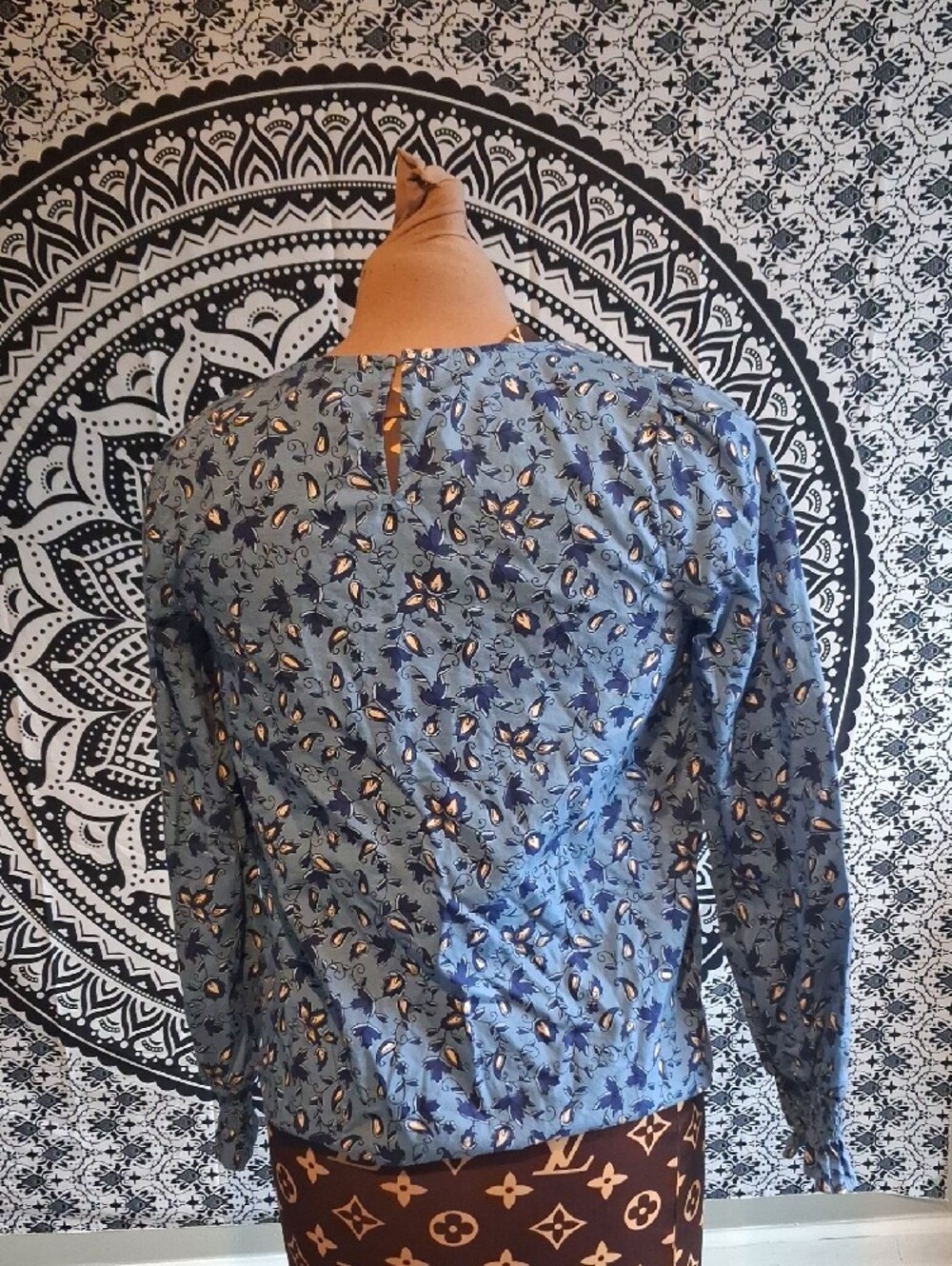 J. Crew Blue Floral Puff-Sleeve Top - Picture 5 of 6